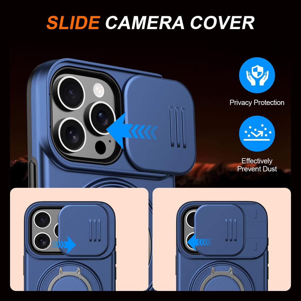 Case For iPhone 17 16 15 14 13 12 Pro Max Plus 17Air Heavy Duty Rugged Armor Magnetic Bracket Slide Camera Protection Cover