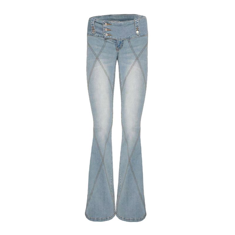 

Iamgia Adult Lady like Woman Sexy Installed Old Retro Heavy Industry Washing Fashionable Slimming Longer Leg Denim Bootcut Pants Denim Blue M