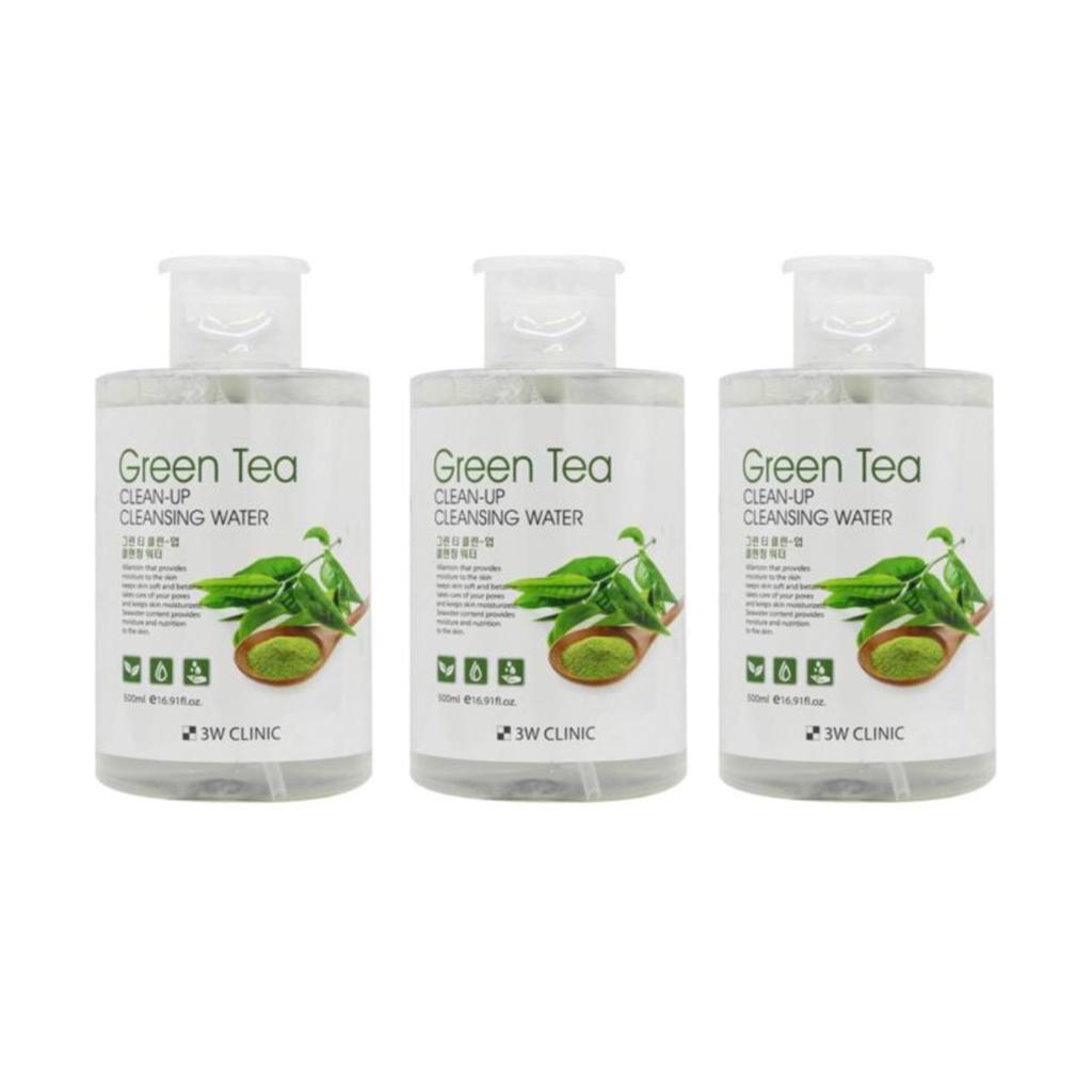 3w Clinic Grüner Tee Clean Up Reinigungswasser 500ml (3 Optionen)