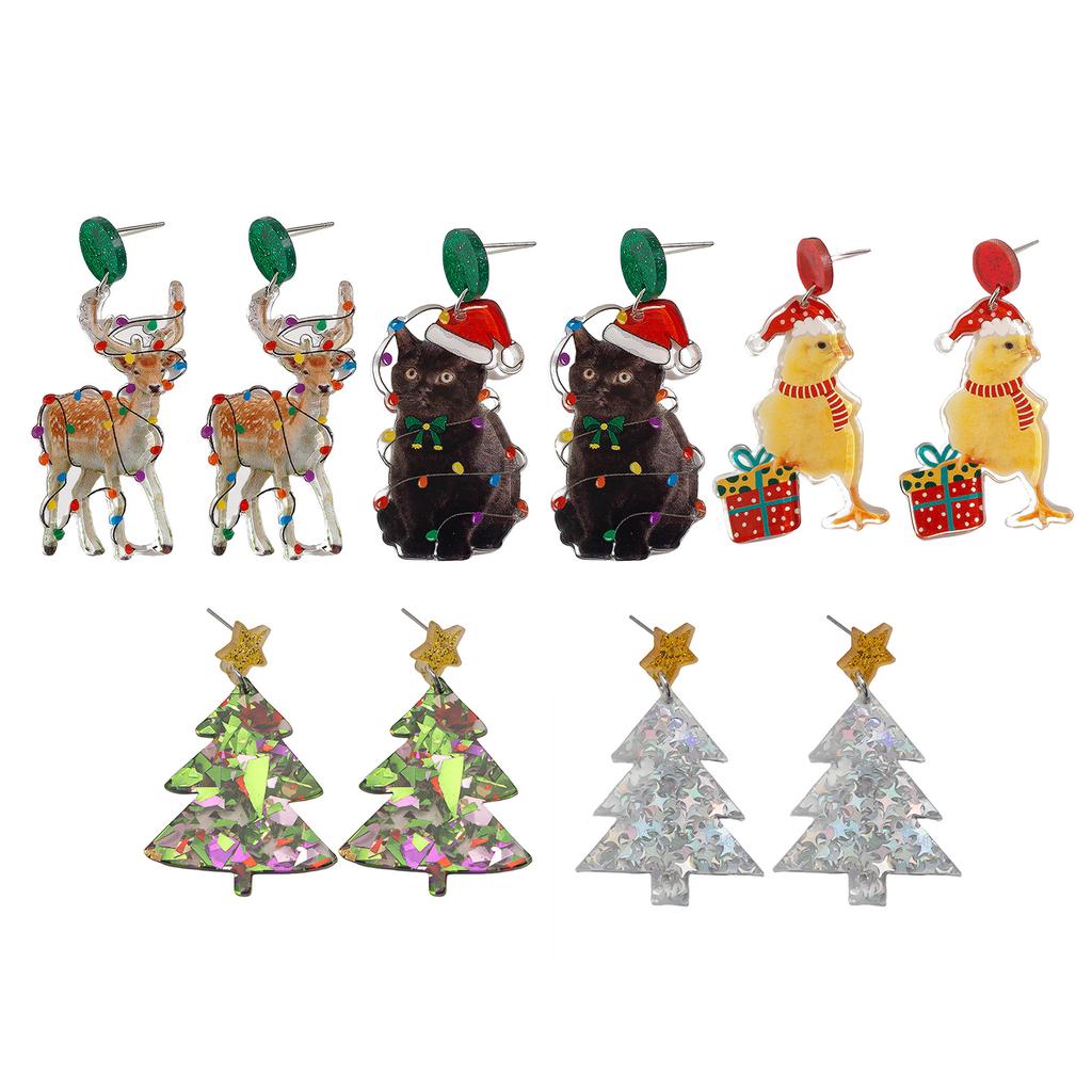 Christmas Tassel Dangle Earrings Acrylic Texture Festival Jewelry Fashion Pendant Earrings Present for Women and Girls