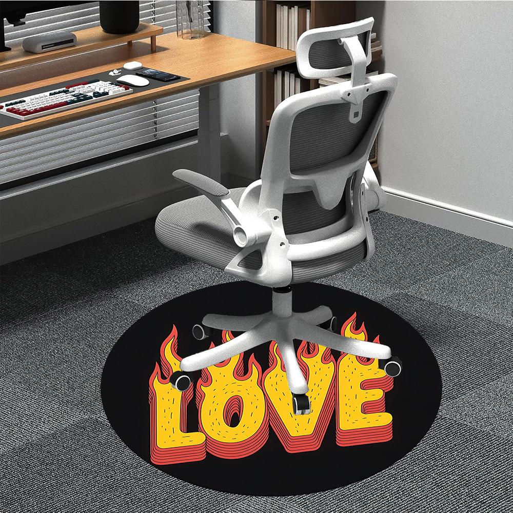 

1pc Flame Love Chair Carpet for Office, Non-slip, Soft and Durable Office Rug, Perfect for Office yy260127141 80cm by 80cm