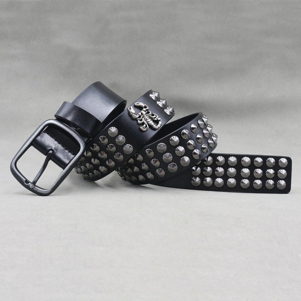 Rivet Belt Western Denim Knight Scorpion Decorative Belt Men and Women Neutral Innocent Cowhide Belt