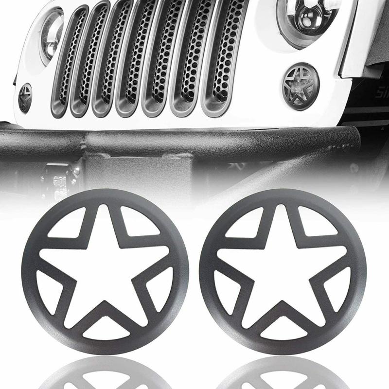 2 Pcs Front Turn Signal Light Cover Flasher Insert Guard Compatible For Jeep Wrangler 2007-2017