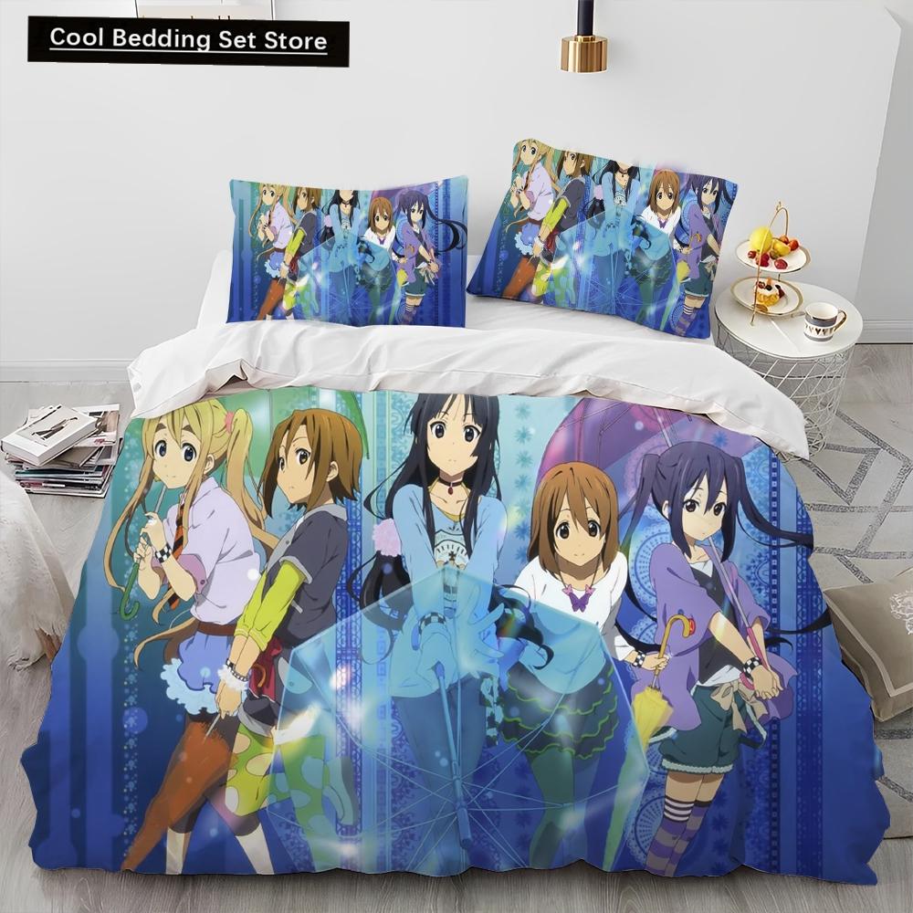 

3D K-ON Cartoon Cute Lolita Kawaii Girls Comforter Bedding Set,Duvet Cover Bed Set Quilt Cover Pillowcase,Queen Size Bedding Set EU single(135x200cm)