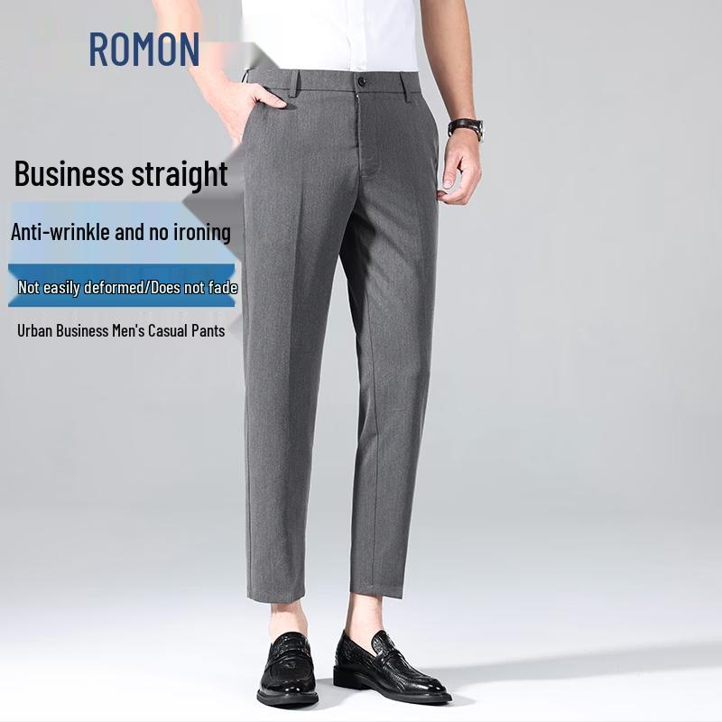 ROMON Men s Slim-Fit Stretch Casual Business Cropped Pants 29