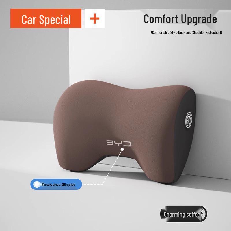 Příslušenství pro vozy BYD: Opěrky hlavy, Bederní opěrky, Polštářky a Chrániče krku pro modely Qin Plus, Song Pro, Seagull, Seal, Han.