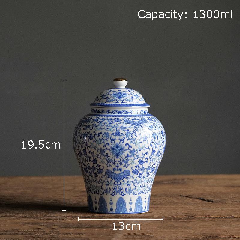 Blue and White Porcelain Storage Jar Ginger Jar Tea Canister Gold Plated Ceramic Jewelry Tank Desk Decoration Cosmetic Container