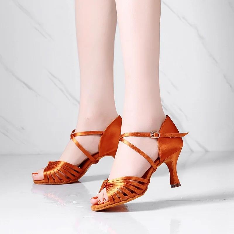 New Women's Latin Dance Shoes Ballroom High Heel Ballet Shoes Soft Sole Tango Salsa Party Shoes for Ladies Girl Sandals