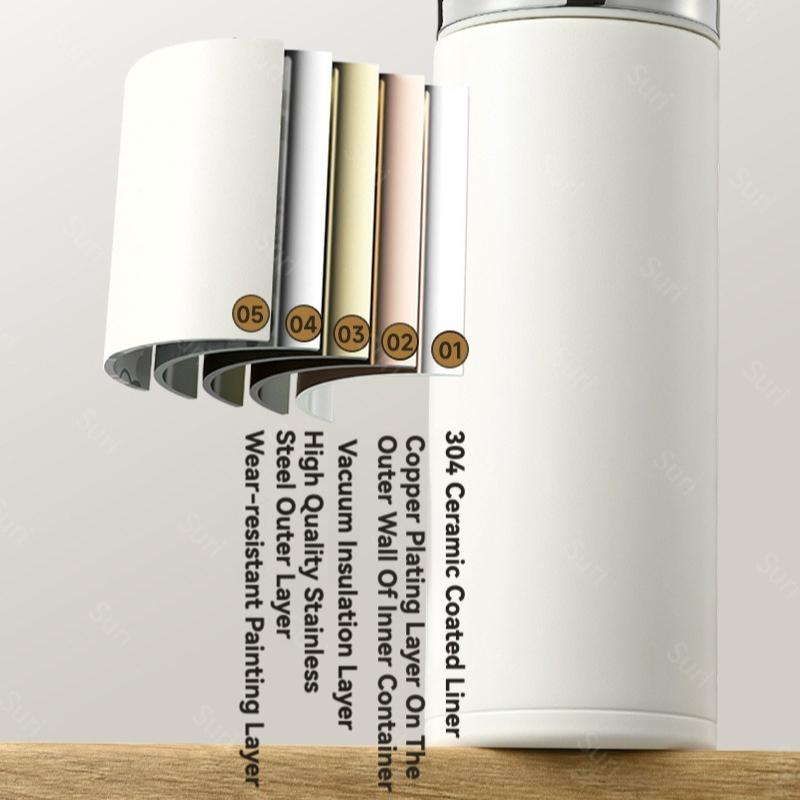 Stainless Steel Ceramic Liner Vacuum Tea Tumbler 500ml Dual Drinking Modes Leakproof Thermal Flask for Hot Cold Drinks Portable