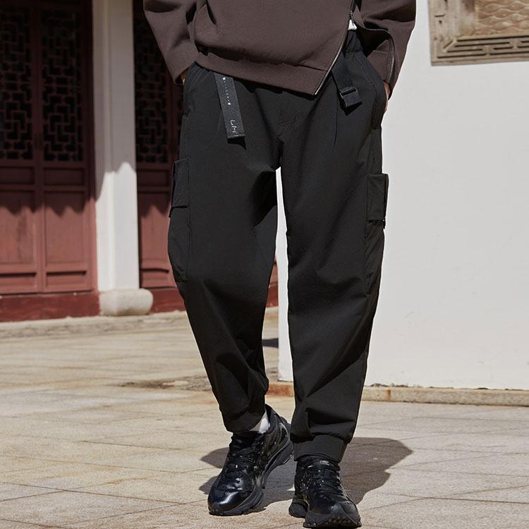 Li-Ning X Jackie Chan Kung Fu Series Solid Color Cargo Joggers Men Bottoms Black AYKS103-2