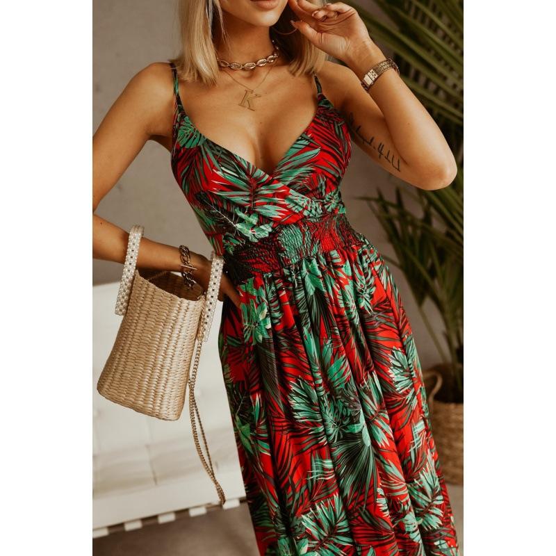 

Wish v-neck sleeveless suspender print bohemian dress, dress 2XL
