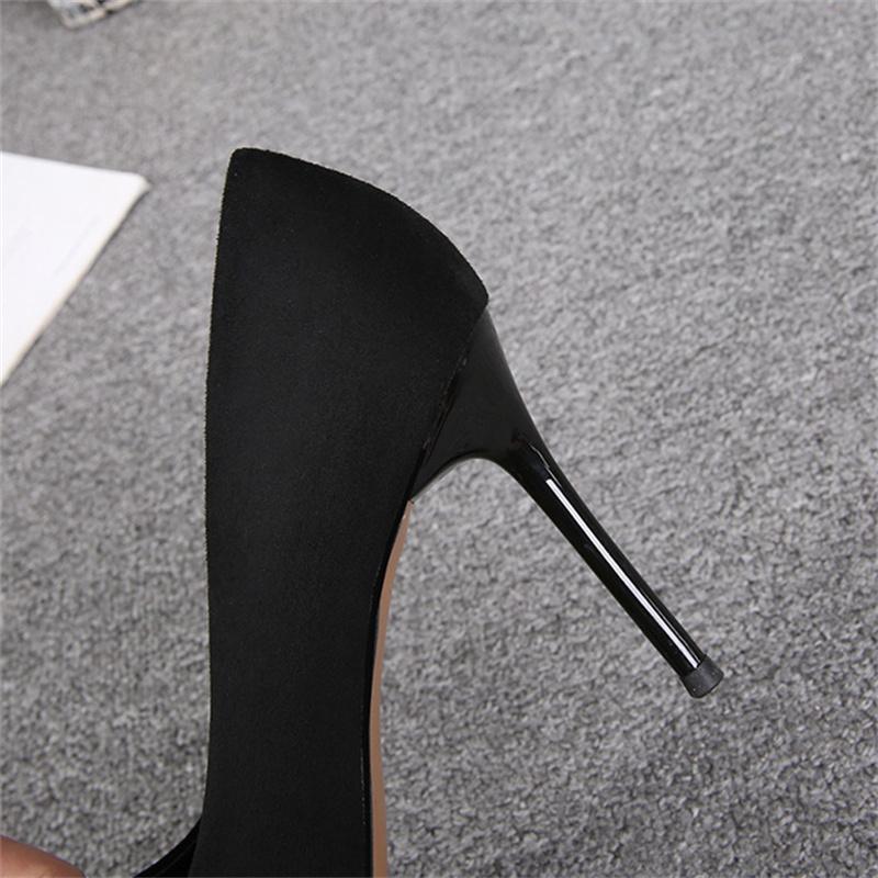 Women Fetish 9 .5cm High Heels Wedding Classic Pumps Lady Stiletto Point Toe Red Heels Black Office Stripper Crystal Shoes
