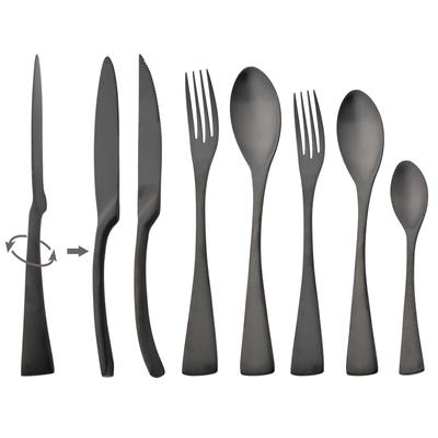 7Pcs Matte Black Dinnerware Cutlery Set 304 Stainless Steel Flatware Set Silverware Steak Knife Dessert Fork Spoon Tableware