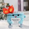 2Pcs Positive Crochet Flame Dumpster with Encouraging Card Emotional Support Handmade Knitting Trash Can Doll Decoration Ornament