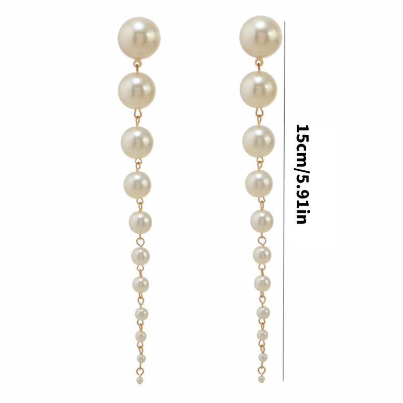 Elegant Earrings Simulated Pearls Long Tassels Earrings Drop Earring Party and Formal Jewelry Suitable for Women Present