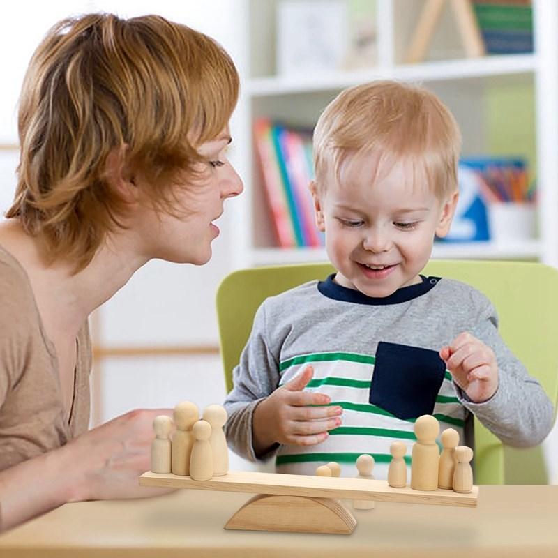 1Set Balance Scale Montessori Toy Set DIY Maple Doll Baby Balance Training Constructor for Children Gifts Maple Doll Toys