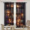 2pcs   Spring Summer Curtains Occult Bookshelf Magic Potions Candles Light Filtering Sheer Curtains Polyester Holiday for