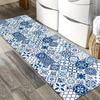 Tapis de Sol de Cuisine Moderne en Carrelage Céramique Bleu Décoration Couloir de Cuisine Balcon Tapis Tapis de Buanderie Salle de Bain Tapis de Porte Antidérapant Décoration