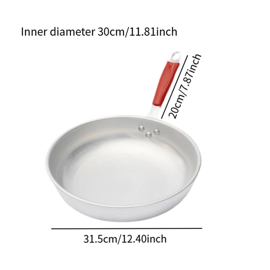 Saute Pan Silver Professional Thickened Anti Scratch with Heat Resistant Handle Aluminum Frying Pan Deep Chef Pan Fry Pan