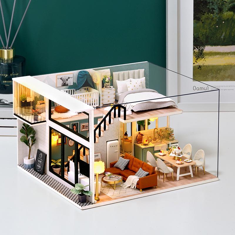 Zhi Qu Wu DIY Holzpuppenhausmodell – Kreatives handmontiertes Villenspielzeug, Perfektes Geburtstagsgeschenk für Freundin
