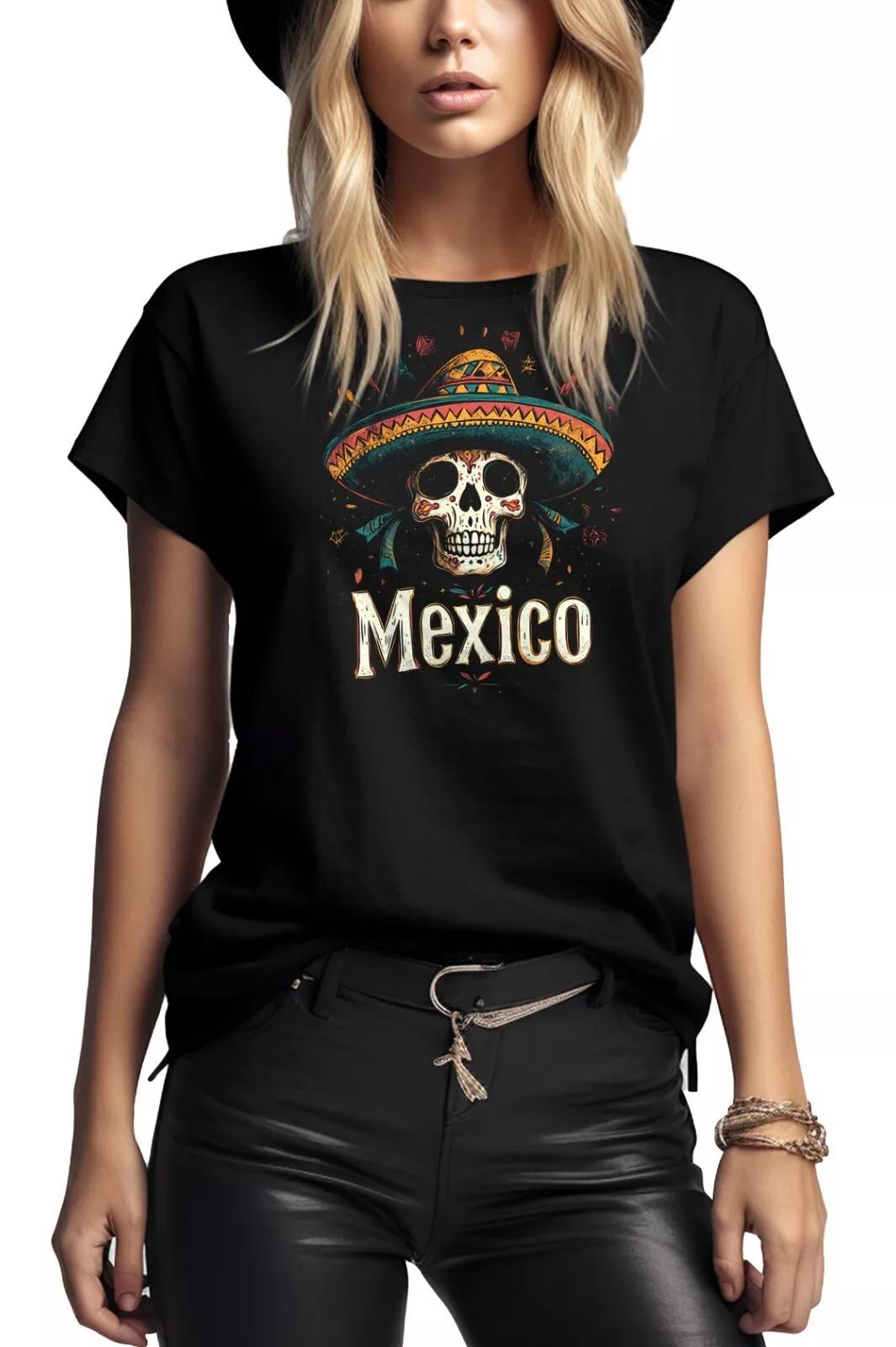 Женская рубашка мотив Мексики принт черепа принт Мексика череп летний топ женщины- 3XL