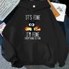 2025 Hot Cat Its Fine Im Fine Everything Is Fine Printed Women And Men Hoodies Loose Pullover Hooded