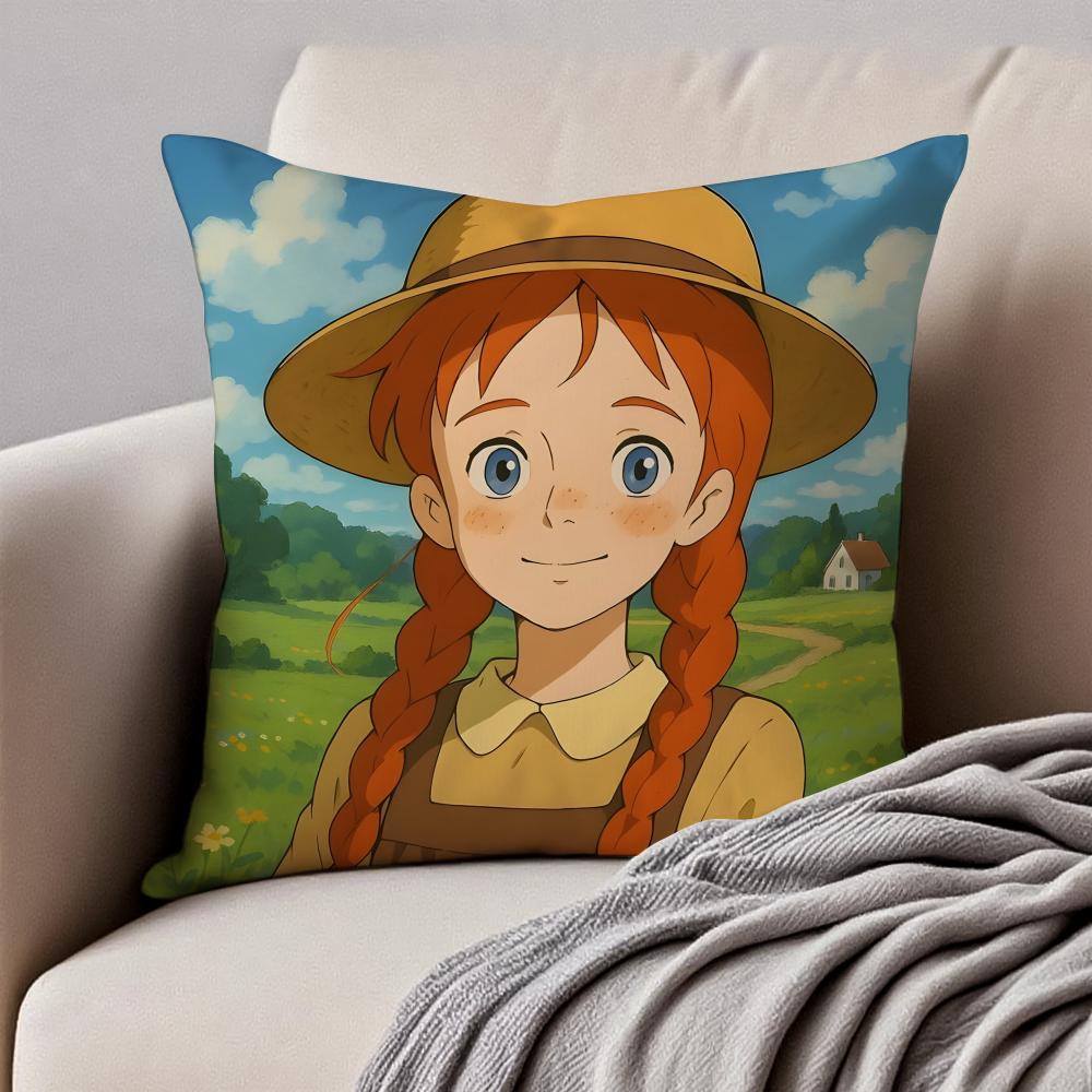 Wholesome Imaginative AAnne Of Green Gables Cushion Cover Pillowcase Antidustmite Invisible Zipper Short Plush Sofa Cushion