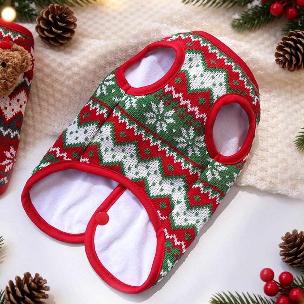 3D Bear Design Christmas Pet Knitted Vest Thickened Warm Dog Vest Jacket Daily Wear
