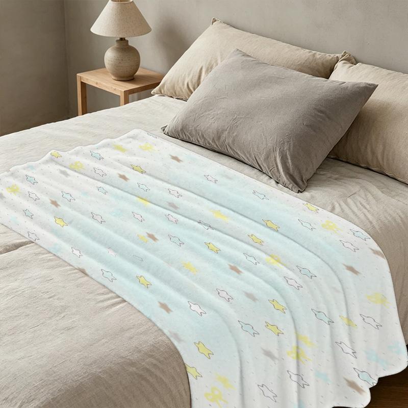 Thick Flannel Fleece Blanket - Star Series, Skin-Friendly Warm Single Throw, Cozy for Home & Guest Room, Halloween & Christmas Decor