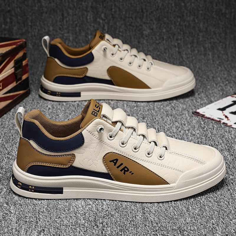 

Чоловічі повсякденні кросівки на товстій підошві, дихаюче взуття, нові осінні чоловічі нековзкі кросівки для ходьби на плоскій підошві, модне вулканізоване взуття 44 бежевий