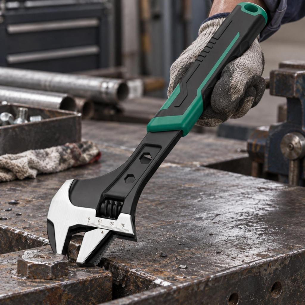 Multifunctional Adjustable Wrench NonSlip Grip with Side Hand Tool for Plumbers,