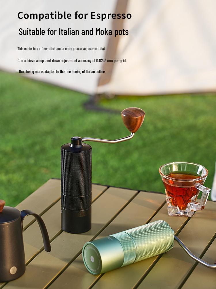 Manual Hand-Crank Coffee Grinder with CNC Steel Burr for Italian Brewing