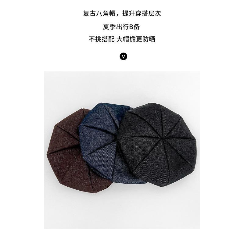 Women S Retro Octagonal Beret Hat Large Head Circumference Fashion Versatile Painter Hat