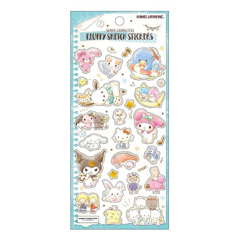 Kamio Japan Sanrio Characters Fluffy Sketch Stickers Mint 284623