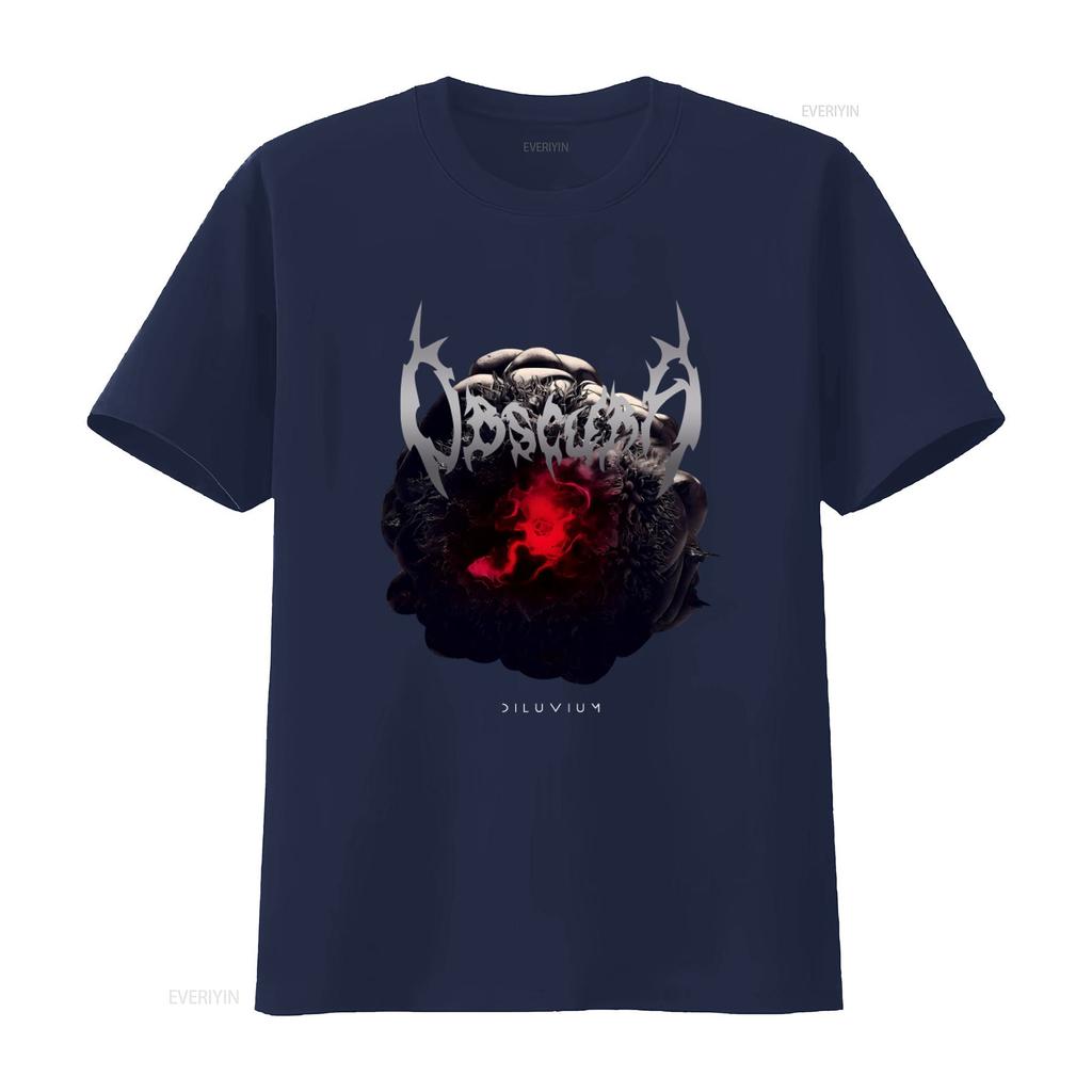 OBSCURA Diluvium Band T Shirt Unique Dark Art Design for Metal Fans Vintage Washed Homme Designer Clothes Top For Everyday Wear