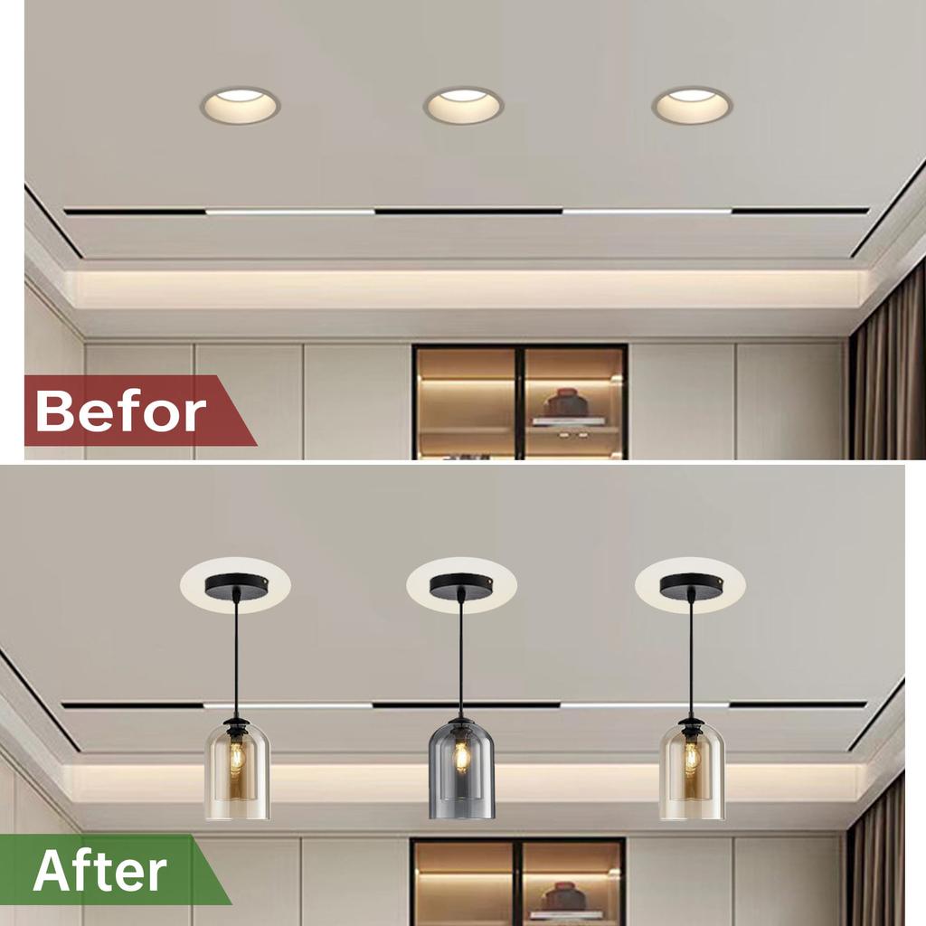 Downlight to Pendant Light Adapter Kit 5 - 7inch Recessed to Pendant Light Converter Kit with E26 Socket, Ceiling Light Accessories