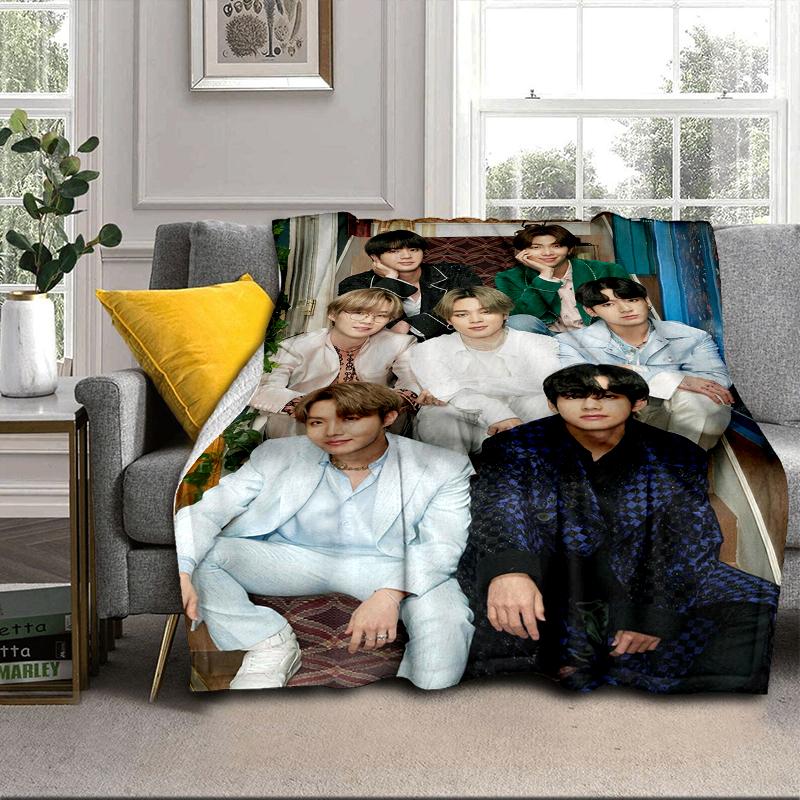 K-pop music group Blanket Flannel Blanket for bed, sofa, Camping, Hiking, Picnic Essentials, gift for family Fan gifts
