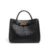 Vintage Woven Tote with Metal Buckle - Versatile Shoulder and Crossbody Bag