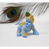 India Gold Plated Blue Terracotta Small Laddu Gopal Idol for Car Dashboard Makhan Chor Little Krishna Idol Murti for Gifting Krishna Statue