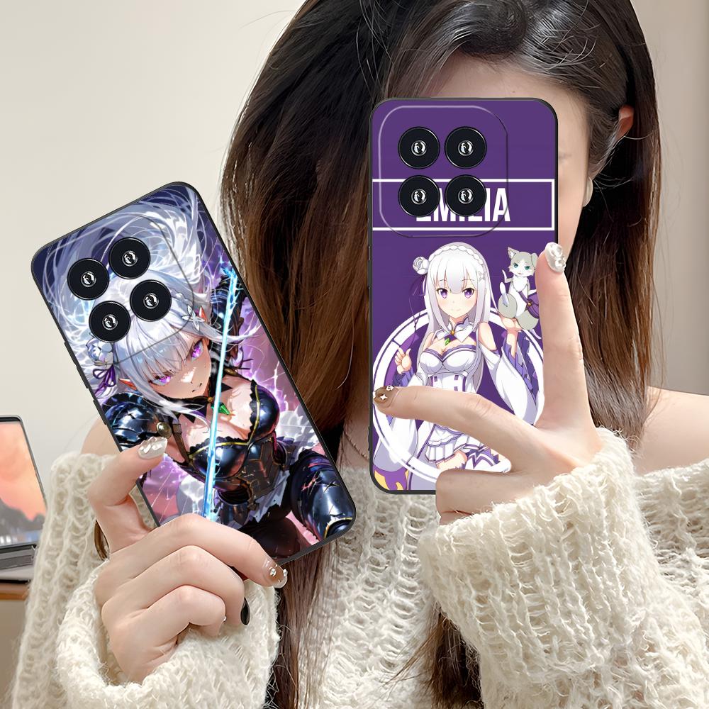 ReZero Emilia Waifu Handyhülle für Xiaomi 15 14 13 12 Mi 11 T Ultra Lite Pro S X 5G Bunter Druck Cover Hülle Hübsch