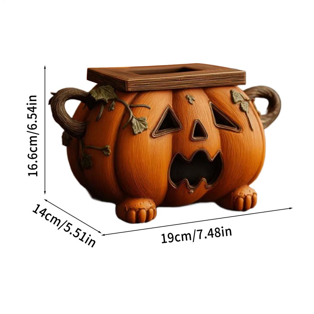 

Pumpkin Tissue Box Holder - Halloween Decor for Kitchen, Desk, Nightstand - Decorative Facial Paper Organizer Dispenser жёлтый