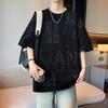 Summer men's loose short-sleeved T-shirt tops quarter-sleeved round neck half-sleeved T-shirt plus size