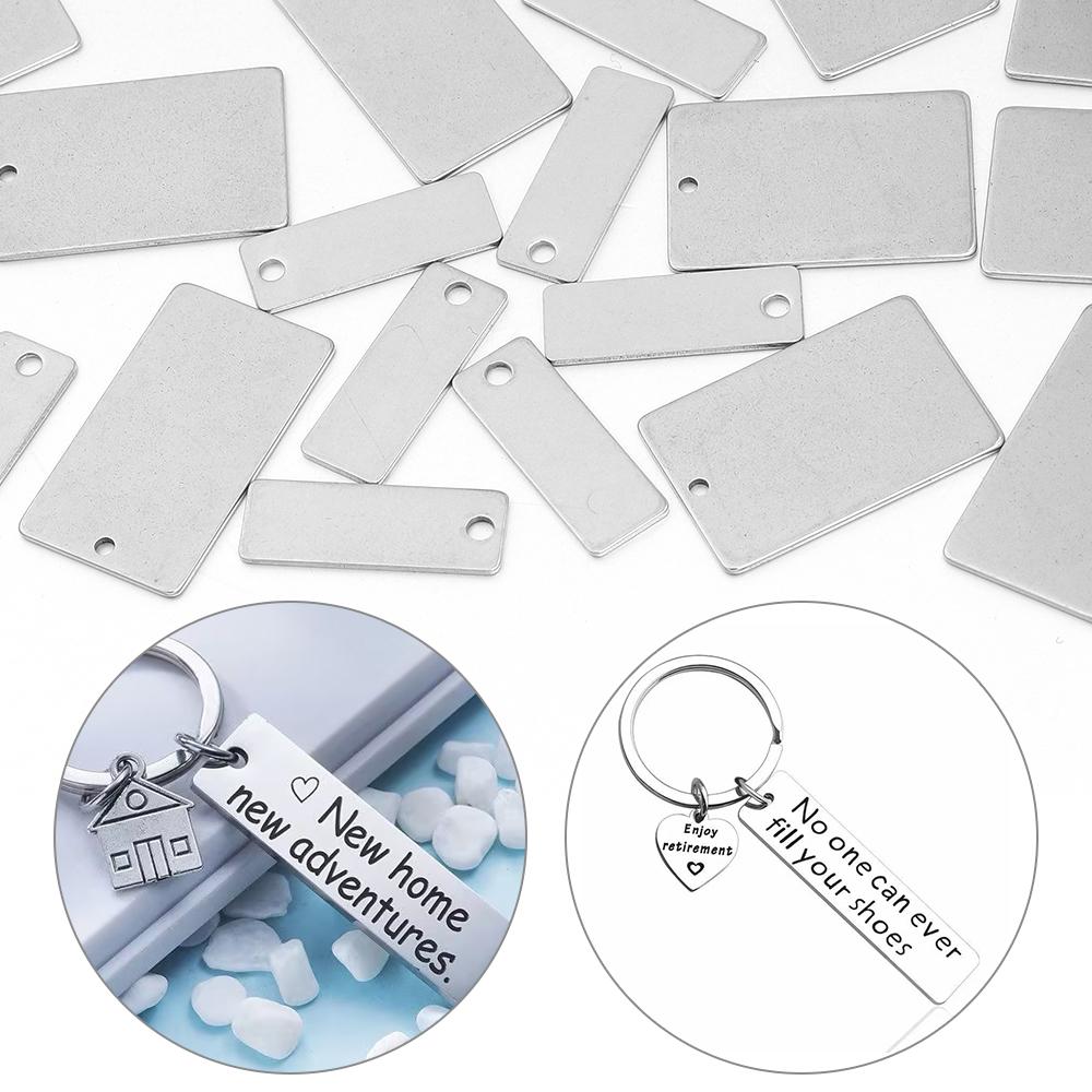 10pcs Stainless Steel Rectangle Charms Blank Hanging Tags Charms Pendant For Jewelry Making DIY Necklace Keychain Accessories