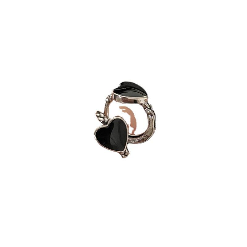 Luxury Black Enamel Heart Earrings for Women – Stylish, Artistic Peach Heart Studs