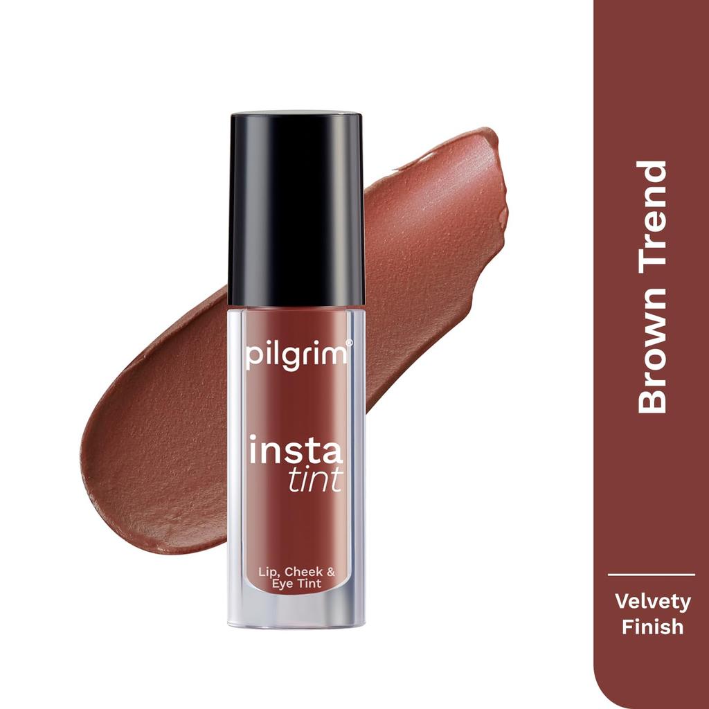 Pilgrim 3 In 1 Lip Cheek Eye Tint Cream 2.5Gm Long-Lasting Lightweight Blends Easily Spanish Squalane (The Brown Trend -03)