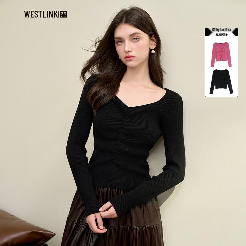 

Женский легкий трикотажный базовый топ Xiyu с вырезом в форме сердца M