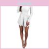 Damen Mode Elegant Lässig Strampler Kleid Spitze Langarm Sexy Jumpsuit Kurz