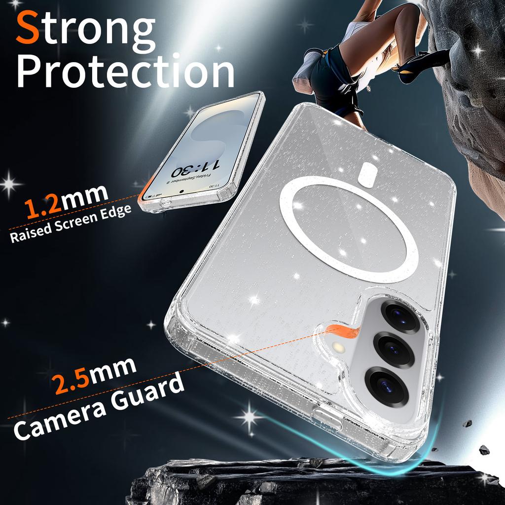 Dla Samsung Galaxy S26+ Magnetyczne Etui Błyszczący Design TPU PC PET Odporne na Upadki Pokrowiec na Telefon