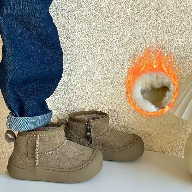 

Корейская версия детских кожаных зимних сапог для мальчиков с боковой молнией, бархатные короткие сапоги, зимние утепленные, с защитой от ударов, для девочек, теплые хлопковые сапоги 29 армия зеленый