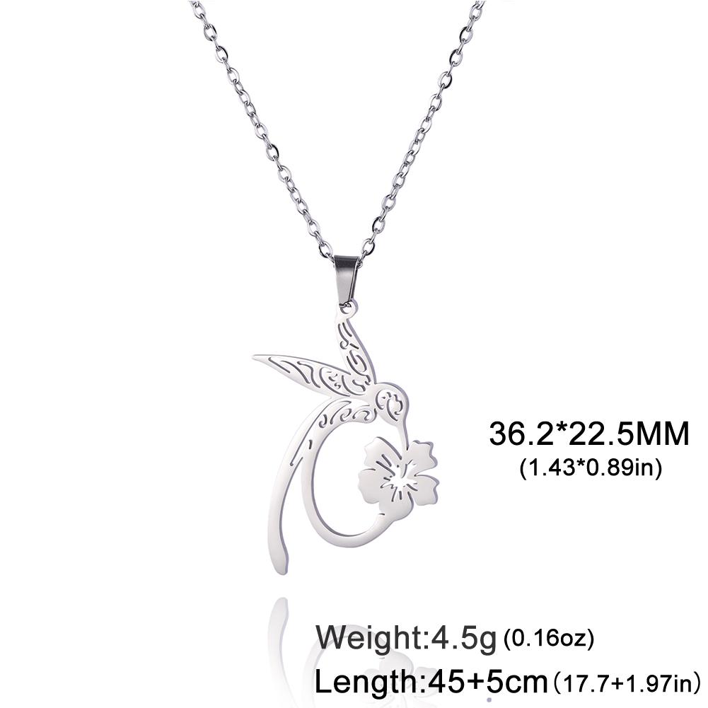 

Teamer Vintage Hummingbirds Gather Honey Stainless Steel Necklace Women Cute Animal Flower Pendant Jewelry Valentine s Day Gifts